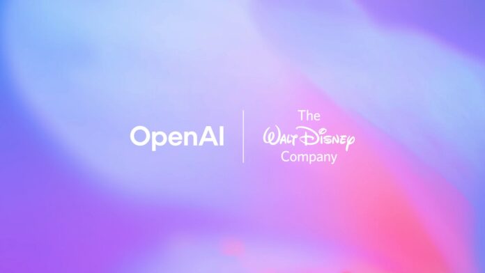 โลโก้ OpenAI และ The Walt Disney Company สื่อถึงความร่วมมือด้านเทคโนโลยี AI