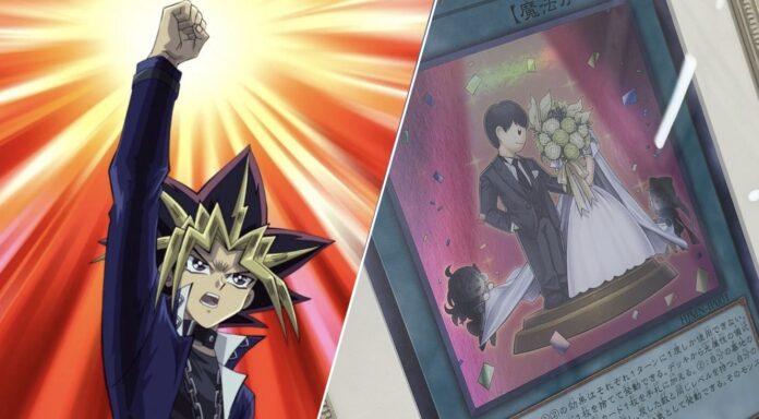 ยูคิจาก Yu-Gi-Oh! ชูหมัดพร้อมภาพการ์ดแต่งงานสุดพิเศษที่ออกแบบให้ Hajime Syacho
