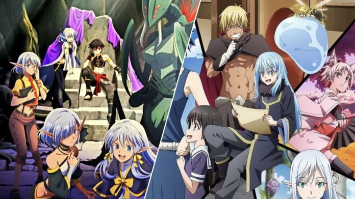 ภาพรวมตัวละครจากมังงะแนวอิเซไคหลายเรื่องที่มีตัวละครหลากหลายและฉากแฟนตาซี