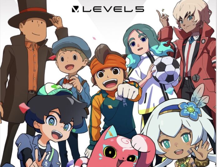 ภาพตัวละครจากเกมของ Level-5 หลายเรื่อง รวมตัวกันในภาพโปรโมต สื่อถึงผลงานและแฟรนไชส์เกมของค่าย