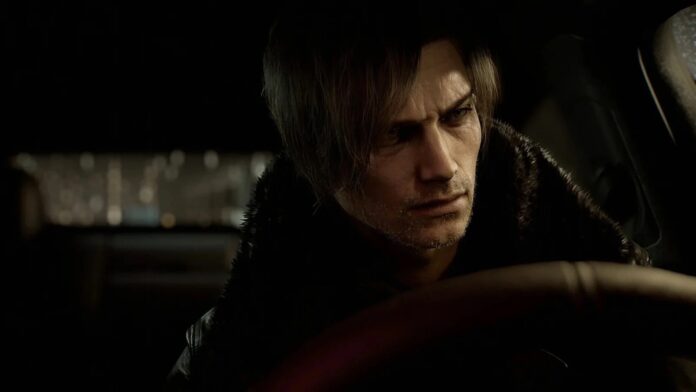 Leon S. Kennedy จากเกม Resident Evil Requiem นั่งอยู่หลังพวงมาลัยรถในฉากมืด สวมเสื้อแจ็กเก็ตสีเข้ม สีหน้าจริงจังและเคร่งขรึม สื่อถึงตัวละครที่ผ่านประสบการณ์มาอย่างโชกโชน