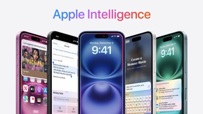 ภาพหน้าจอ Apple Intelligence แสดงอินเทอร์เฟซฟีเจอร์ AI บน iPhone 16