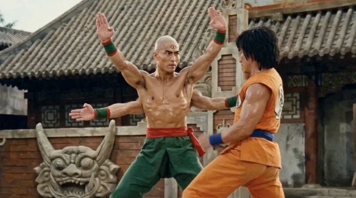 ฉากต่อสู้ที่สร้างด้วย Seedance 2.0 ระหว่าง โกคู และ เทนชินฮัง บนเวทีศึกชิงเจ้ายุทธภพ กำลังประมือกันอย่างดุเดือด