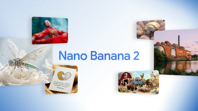 Nano Banana 2 พร้อมตัวอย่างภาพ AI หลายสไตล์ ทั้งภาพคน สัตว์ งานสถาปัตยกรรม และงานกราฟิก รอบโลโก้กลางภาพ