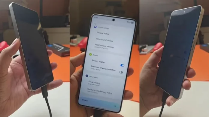 สมาร์ตโฟน Galaxy S26 Ultra โชว์โหมด Privacy Display หน้าจอมืดเมื่อเอียงเครื่องจากด้านข้าง