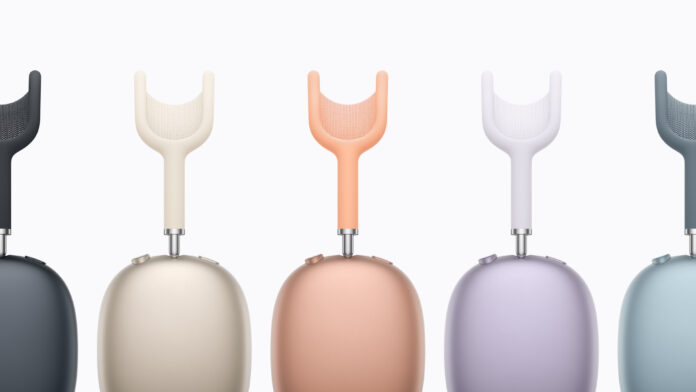 AirPods Max 2 หลายสีเรียงกันบนพื้นหลังเรียบสีขาว