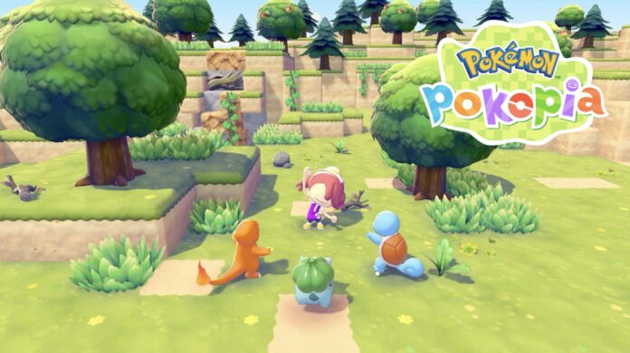 ภาพเกม Pokémon Pokopia ผู้เล่นสำรวจหมู่บ้านพร้อมโปเกมอน