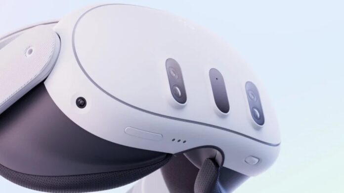 Meta Quest 3 ชุดแว่น VR สีขาว มุมมองด้านหน้าและด้านข้าง