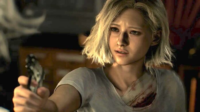 ฉากตัวละครหญิงถือปืนในเกม Resident Evil Requiem