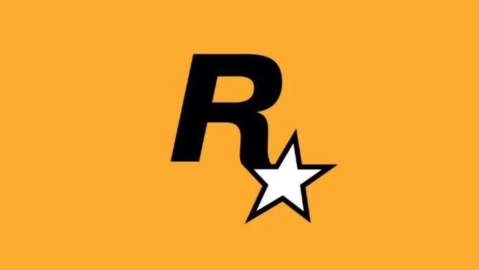 Rockstar Games โลโก้ตัวอักษร R พร้อมดาวสีขาวบนพื้นหลังสีส้ม