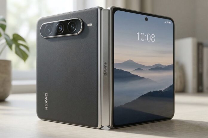 ภาพดีไซน์ Huawei Pura X Max สมาร์ตโฟนจอพับแนวนอน ทางด้านหลัง