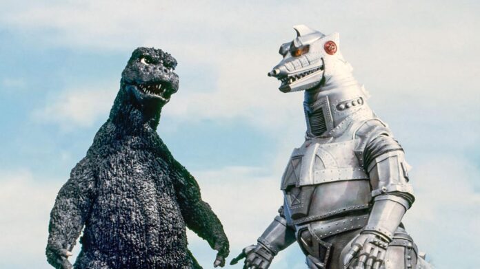 Godzilla และ Mechagodzilla ยืนเผชิญหน้ากันในฉากภาพยนตร์