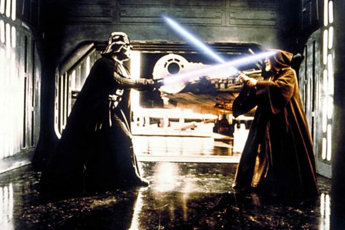 ฉากดวลดาบแสงระหว่าง Darth Vader และ Obi-Wan Kenobi จากภาพยนตร์ Star Wars