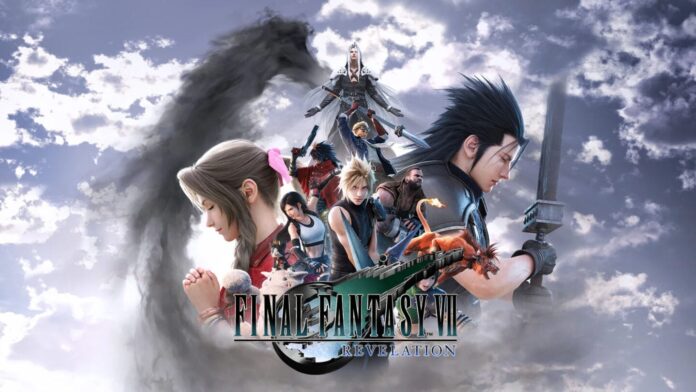 ภาพโปรโมต Final Fantasy VII Revelation แสดง Cloud, Tifa, Aerith และ Sephiroth