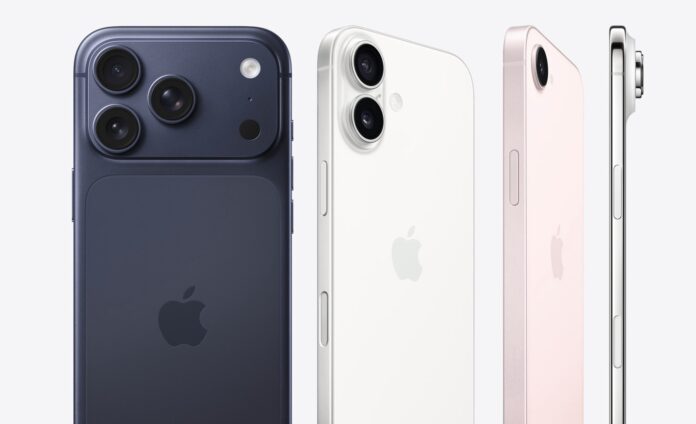 iPhone 17 Pro, iPhone 17, iPhone 17e และ iPhone Air แสดงดีไซน์ตัวเครื่องทั้งด้านหลังและด้านข้าง