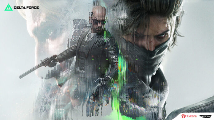 ภาพโปรโมต Garena Delta Force ซีซัน Meltdown แสดงตัวละครหลัก 3 คนในโทนสีเทาและเขียว
