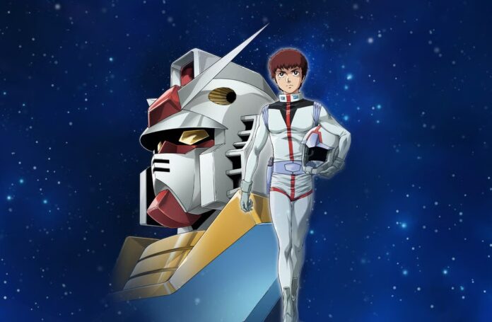 หุ่นยนต์ Gundam และ Amuro Ray จากซีรีส์ Mobile Suit Gundam