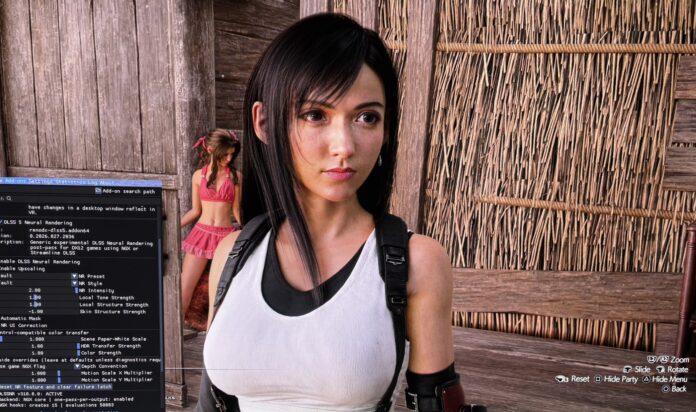 ตัวอย่างภาพ Tifa Lockhart จาก Final Fantasy VII Rebirth ขณะทดสอบเปิดใช้งานเทคโนโลยี DLSS 5