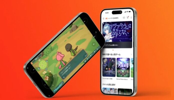 สมาร์ตโฟนแสดงหน้าจอการเล่นเกม PC ผ่านบริการคลาวด์เกมมิง viviON Games