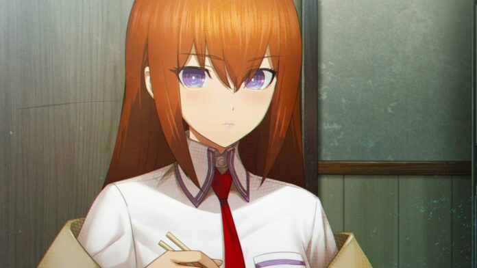 ภาพตัวละคร Kurisu Makise จากเกม STEINS;GATE อยู่ในห้อง จ้องมองมาด้านหน้า