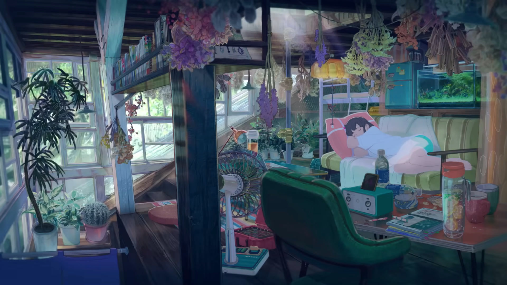 ภายในโรงงานดอกไม้ไฟเก่าที่เต็มไปด้วยอุปกรณ์และร่องรอยความทรงจำจากอนิเมะ A New Dawn