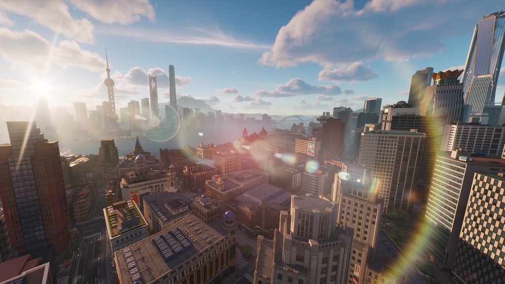 ทิวทัศน์เมืองขนาดใหญ่ในเกม ANANTA ช่วงกลางวัน