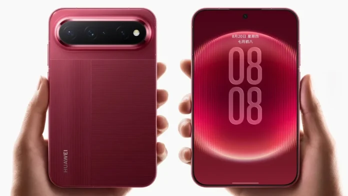HUAWEI Pura X View สีแดงมุมด้านหน้าและด้านหลัง