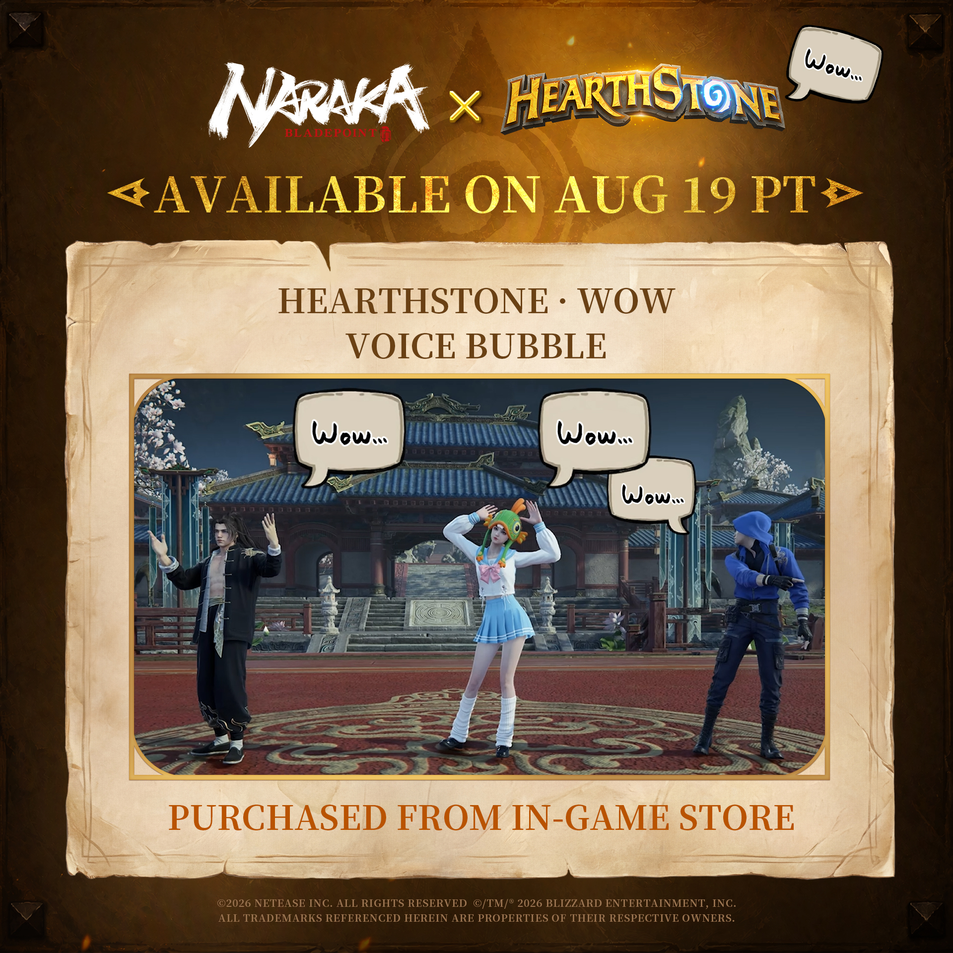 ตัวละคร NARAKA: BLADEPOINT ใช้กล่องคำพูด Wow จาก Hearthstone