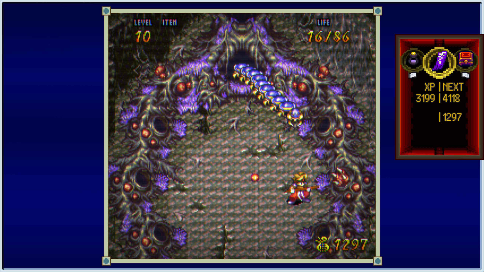 Ark ต่อสู้กับบอสขนาดใหญ่ภายในฉากใต้ดินของ Terranigma