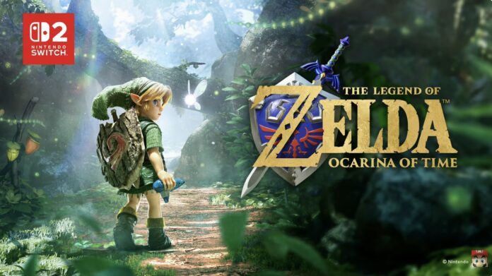 ภาพโปรโมตเกม The Legend of Zelda: Ocarina of Time บน Nintendo Switch 2 เผยให้เห็นตัวละคร Link ในวัยเด็กยืนถือขลุ่ย Ocarina อยู่ในป่า