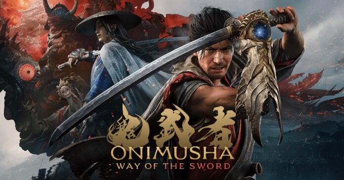 ภาพปกเกม Onimusha: Way of the Sword แสดงตัวละครซามูไรถือดาบเตรียมต่อสู้