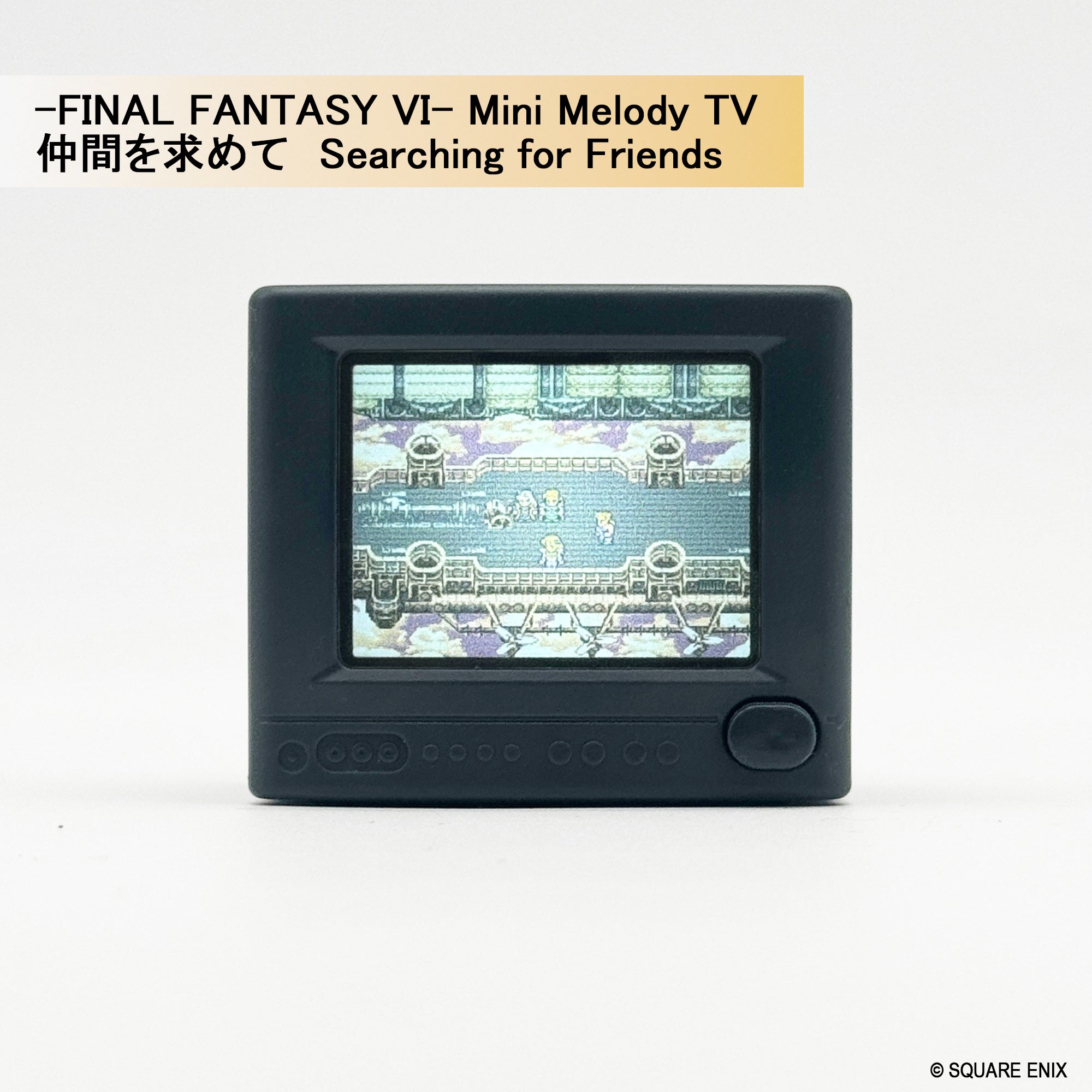FINAL FANTASY VI Mini Melody TV แสดงฉากพิกเซลจากเกมบนทีวี CRT จิ๋ว