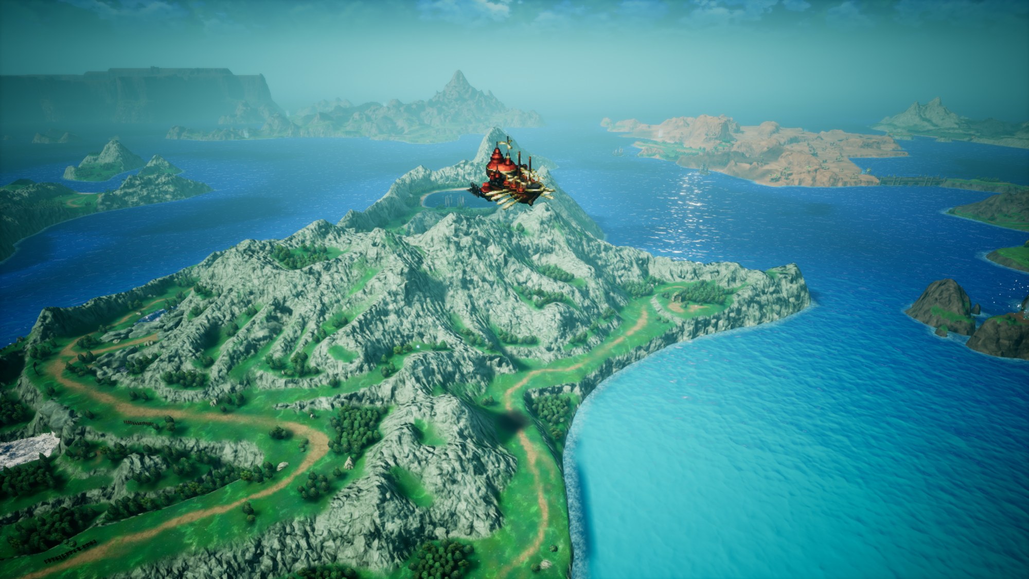 เรือเหาะบินเหนือแผนที่โลกใน FINAL FANTASY RESONANCE