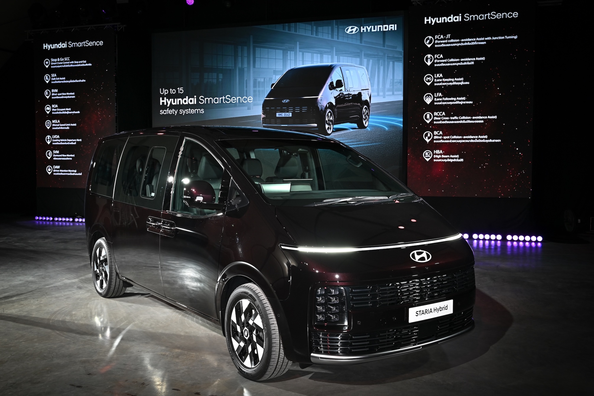 STARIA Hybrid บนเวทีพร้อมจอแสดงระบบ Hyundai SmartSense