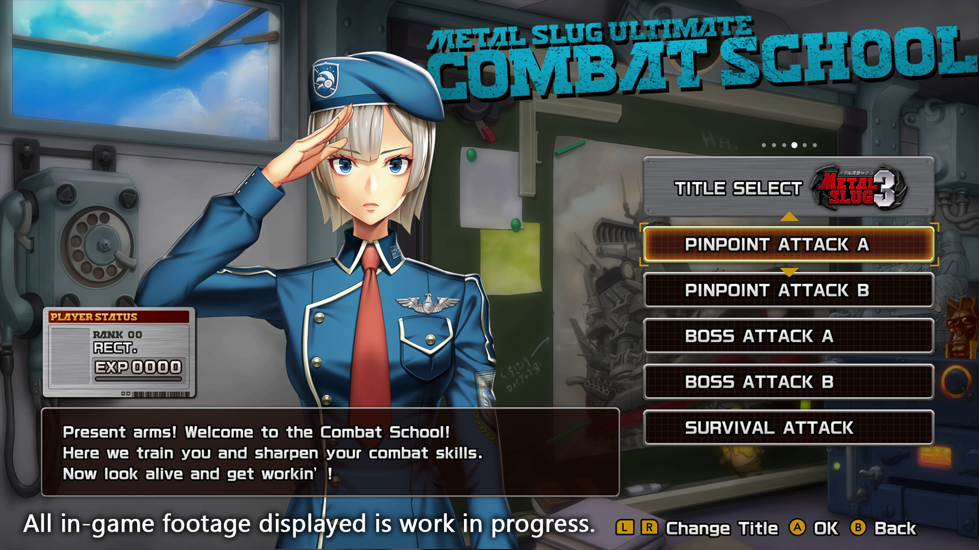หน้าจอเลือกภารกิจ Combat School ใน METAL SLUG ULTIMATE COLLECTION
