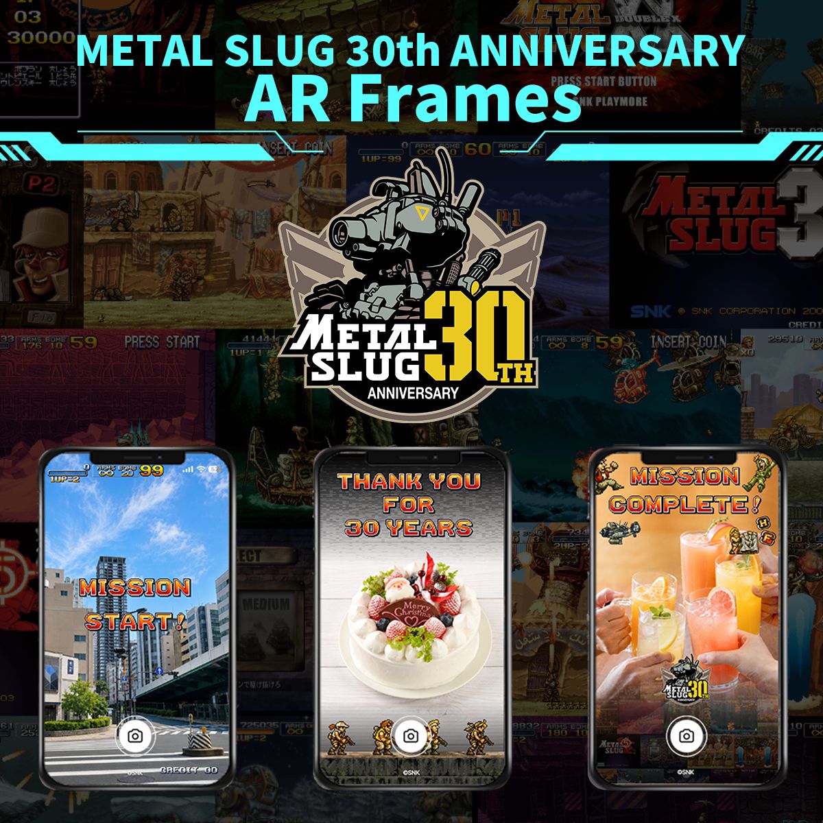 ตัวอย่างกรอบภาพ AR ฉลองครบรอบ 30 ปี Metal Slug บนโทรศัพท์