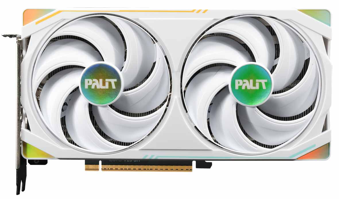 ด้านหน้าการ์ดจอ PALIT GeForce RTX 5060 Ti 8GB RiTONA OC พร้อมพัดลมคู่