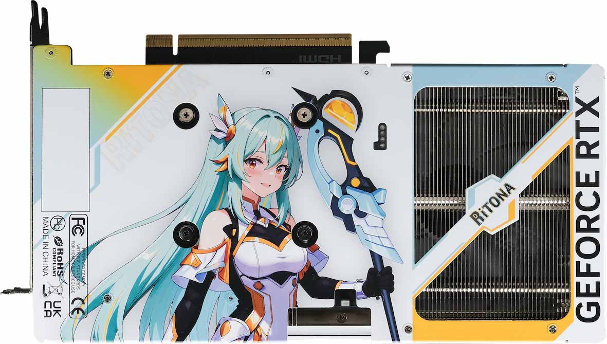 แผ่นหลังโลหะลาย RiTONA บนการ์ดจอ GeForce RTX 5060 Ti 8GB