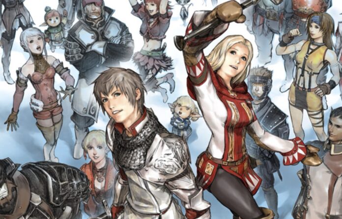 ภาพอาร์ตเวิร์กรวมตัวละครและเผ่าพันธุ์ต่างๆ จากเกม Final Fantasy XI