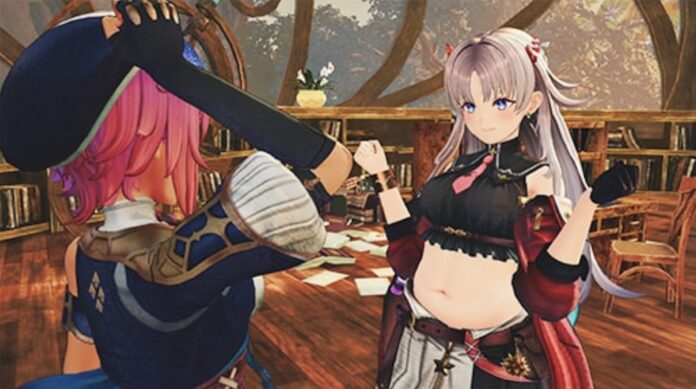 ภาพตัวละครคาเรีย (Karia) จากเกม Atelier Karia ในชุดเสื้อครอปสีดำและแจ็คเก็ตสีแดง