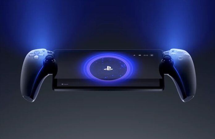 PlayStation Portal แสดงโลโก้ PlayStation พร้อมแสงไฟสีฟ้าบนหน้าจอ