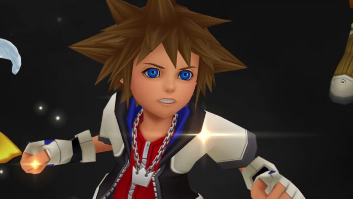 Sora ตัวละครหลักจากเกม Kingdom Hearts ในท่าเตรียมต่อสู้