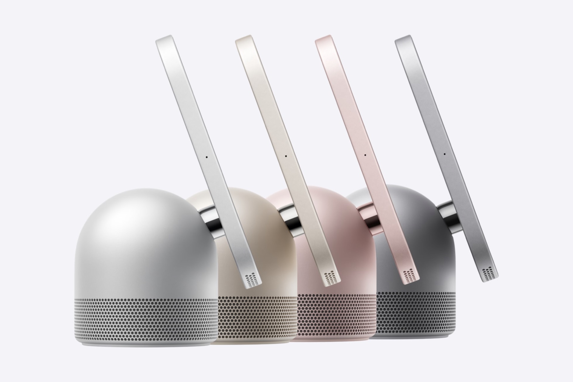 HomeView รุ่นตั้งโต๊ะสี Silver, Starlight, Rose Pink และ Space Gray จากด้านข้าง