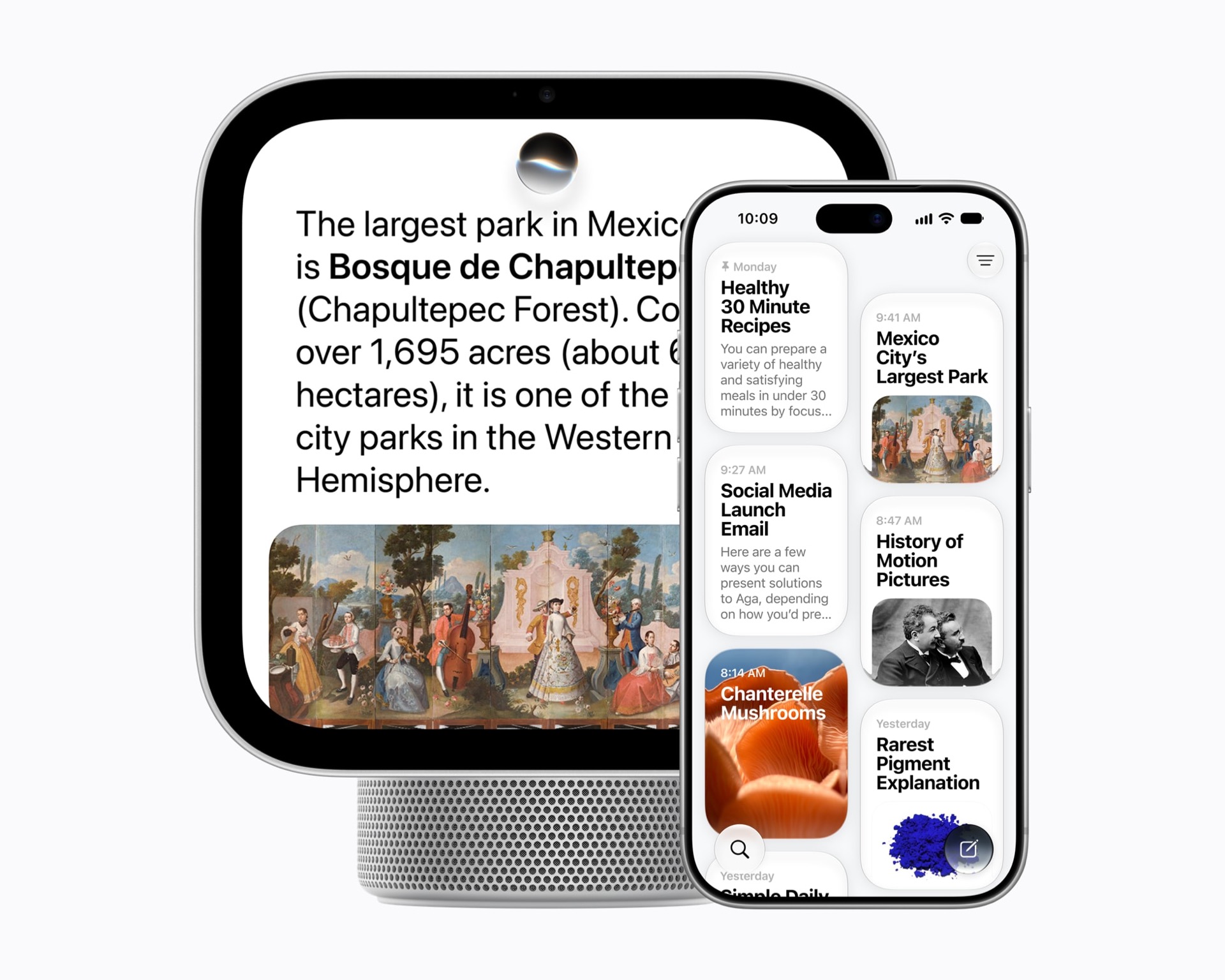 HomeView และ iPhone แสดงข้อมูลและประวัติสนทนาจาก Siri AI