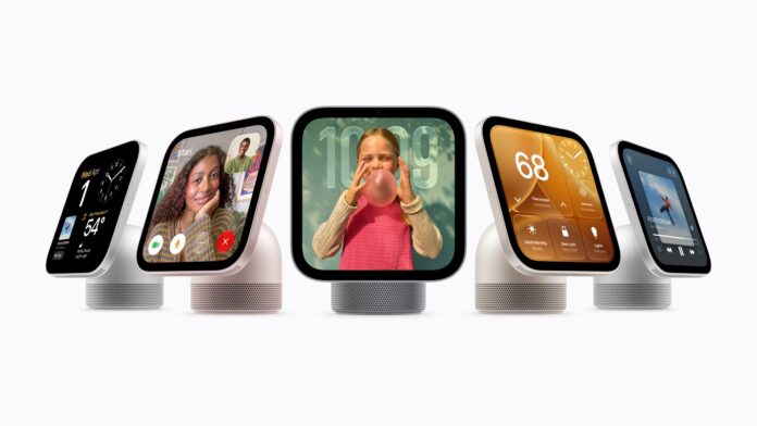 Apple HomeView ห้าเครื่องรุ่นตั้งโต๊ะบนพื้นหลังสีขาว