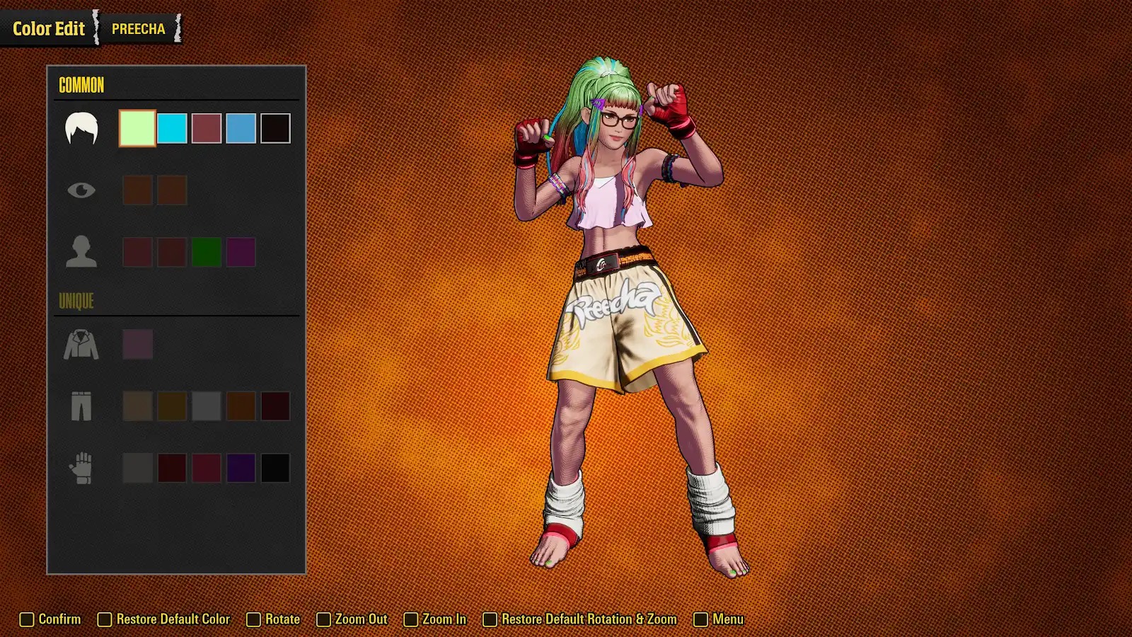Preecha ในหน้าปรับสี Color Edit ของ FATAL FURY Demo