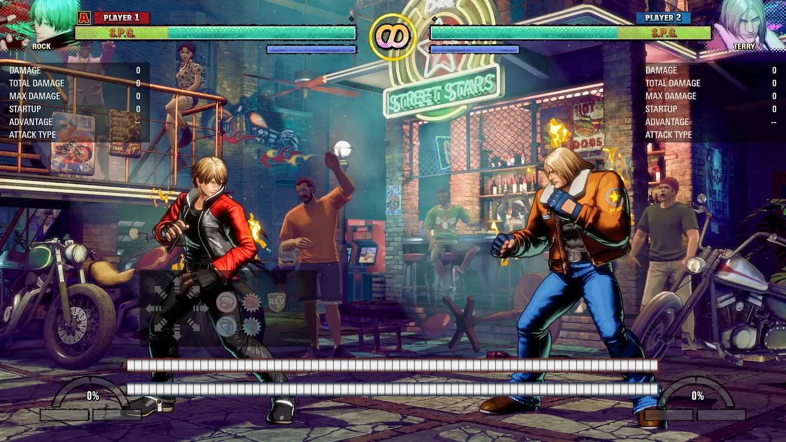 Rock Howard และ Terry Bogard ในโหมด Training ของ FATAL FURY Demo
