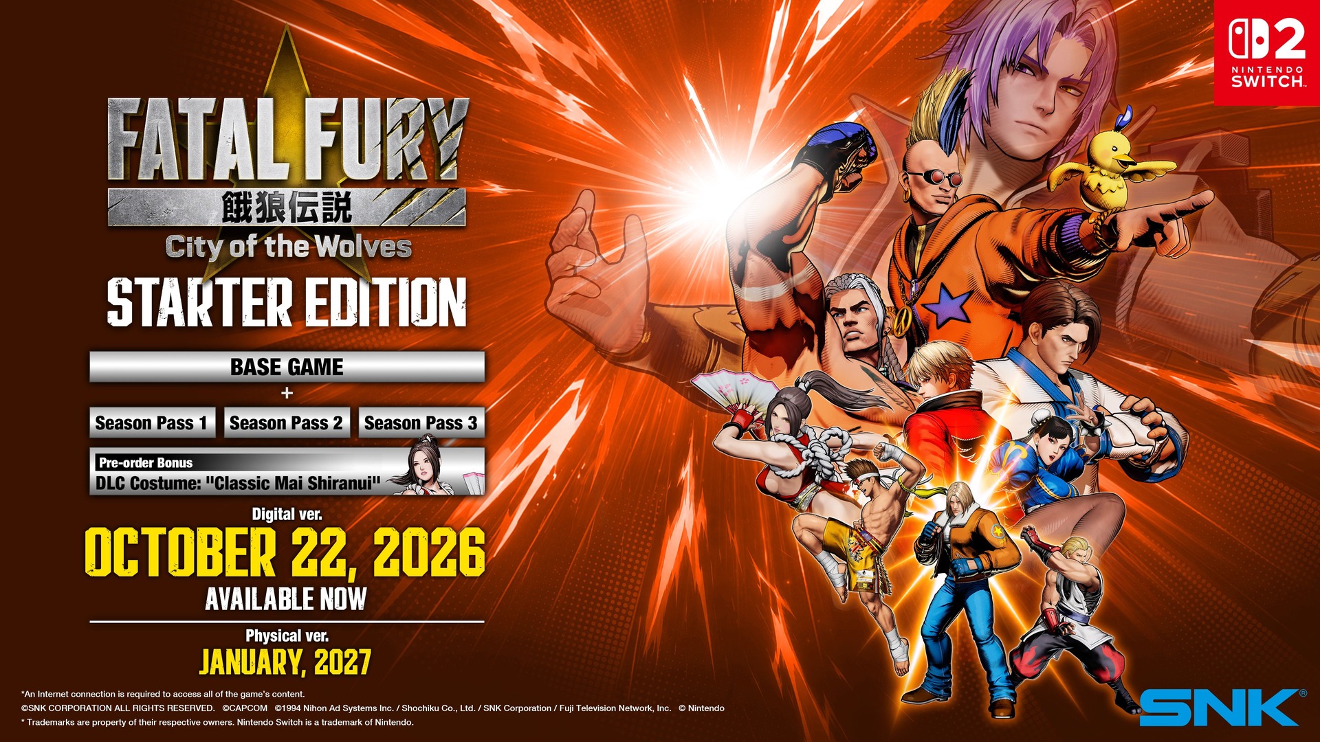 ภาพ Starter Edition สำหรับ Nintendo Switch 2 พร้อมรายชื่อ Season Pass 1–3