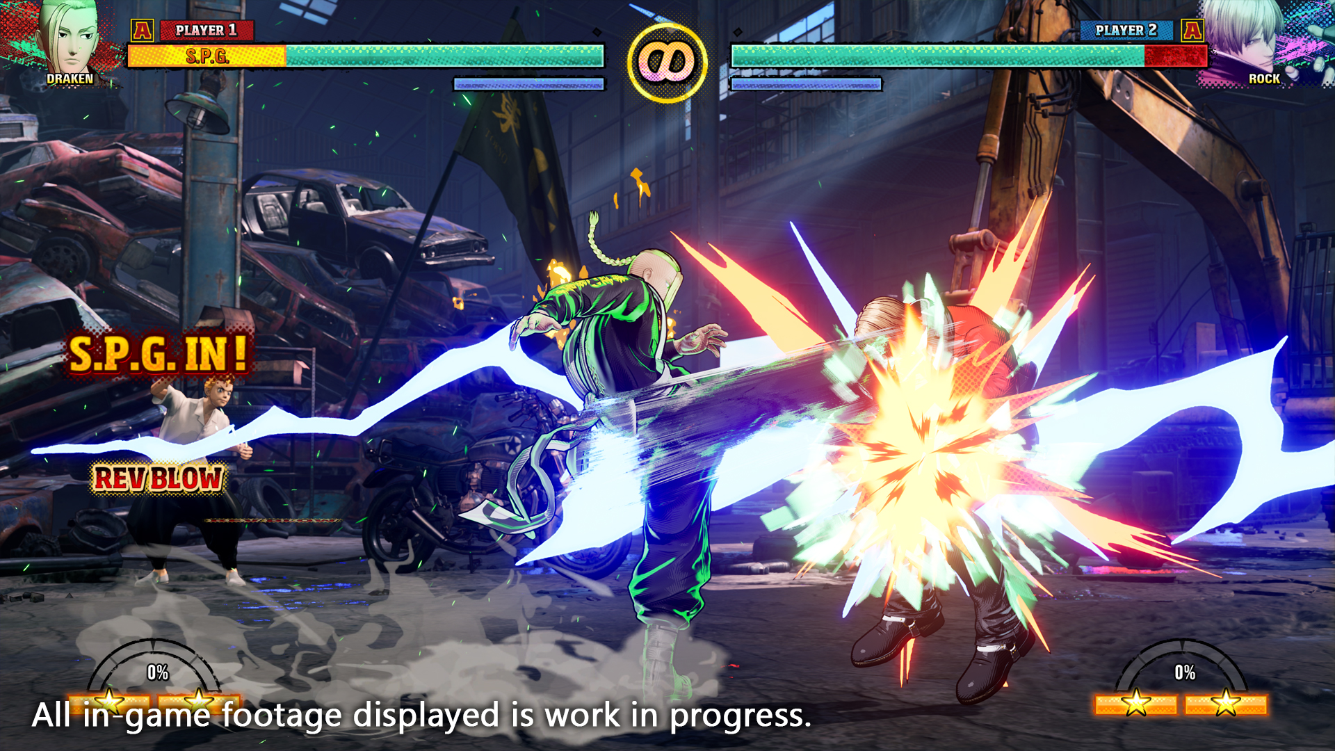 ไมกี้ใช้ท่าต่อสู้กับคู่ต่อสู้ใน FATAL FURY: City of the Wolves
