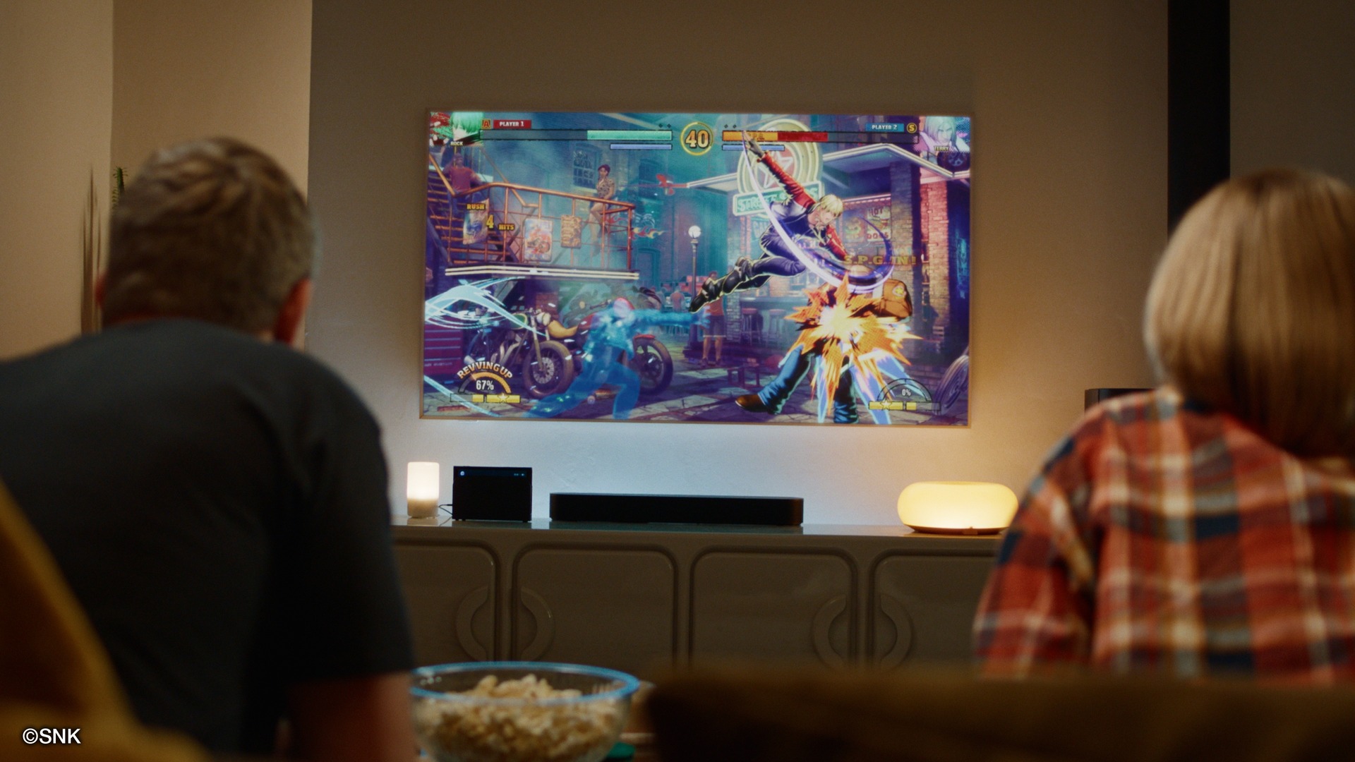 เกม FATAL FURY: City of the Wolves แสดงบนจอทีวีภายในบ้าน